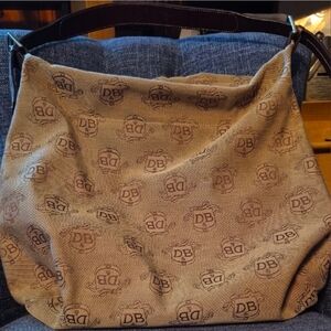 Dooney & Bourke Tan and Brown Monogram Shoulder Hobo